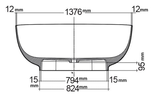 Black RAK Cloud freestanding bathtub with smooth curves and modern design, shown from a side angle in the image.