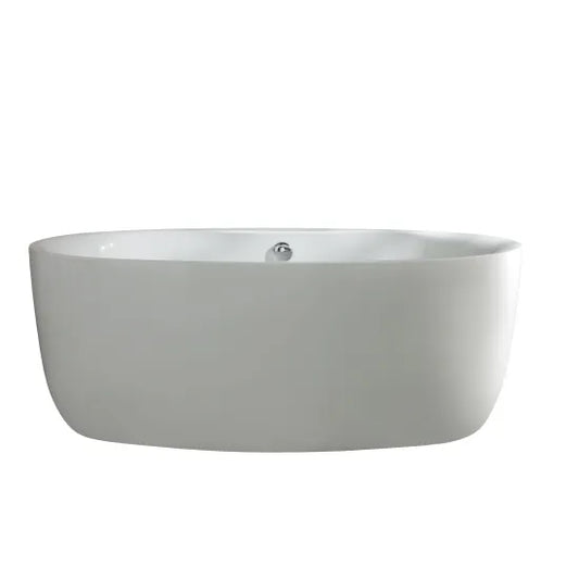 BC Designs Tamorina freestanding bathtub, 1600mm, elegant modern bathtub with smooth curves and glossy white finish.