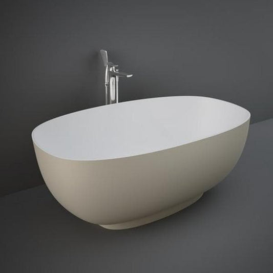 RAK Cloud freestanding bathtub in cappuccino finish, modern design with smooth curves and spacious interior for luxurious baths.