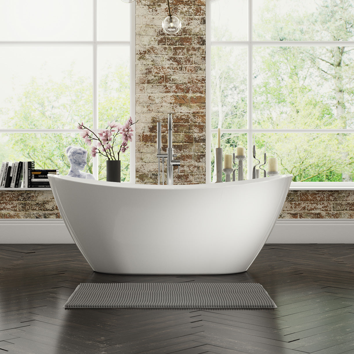 Frontline Aquakast Aphrodite freestanding bathtub in white with sleek, modern design, measuring 1700 x 740mm.