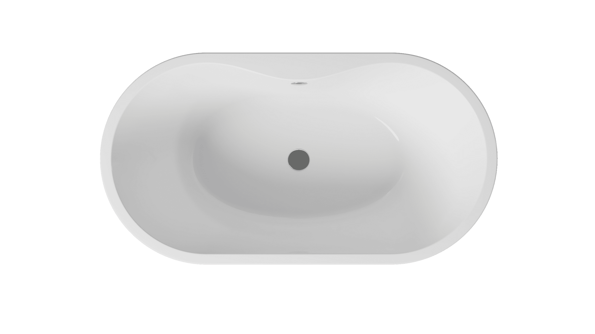 Frontline Frontline AquaKast Ovelis Petite 1400 freestanding bathtub with white acrylic finish, L1400 x W750 x H580mm.