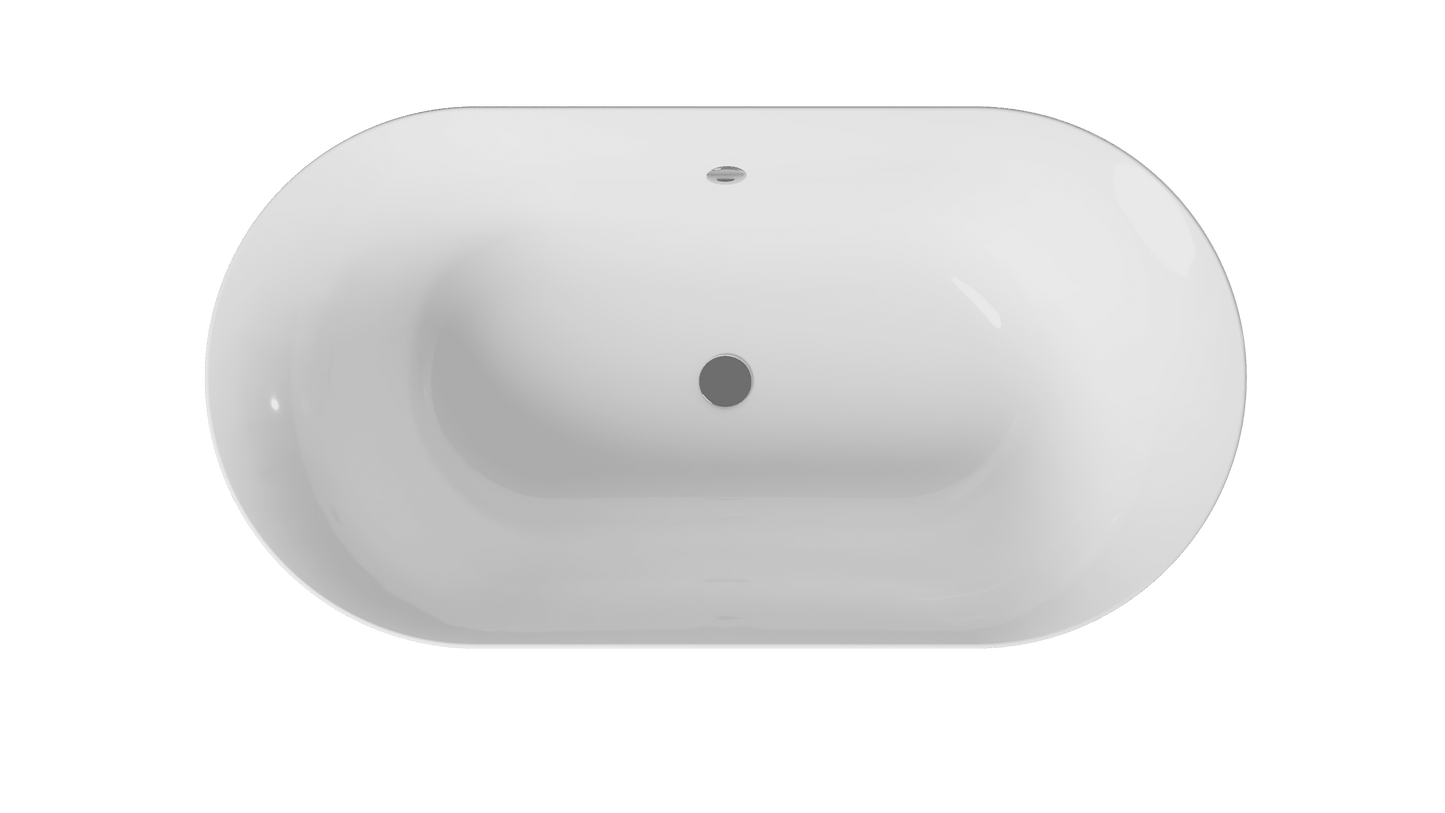 Frontline AquaKast Minuet freestanding bathtub with dimensions 1500x780mm, showcasing its sleek, modern design and smooth surface.