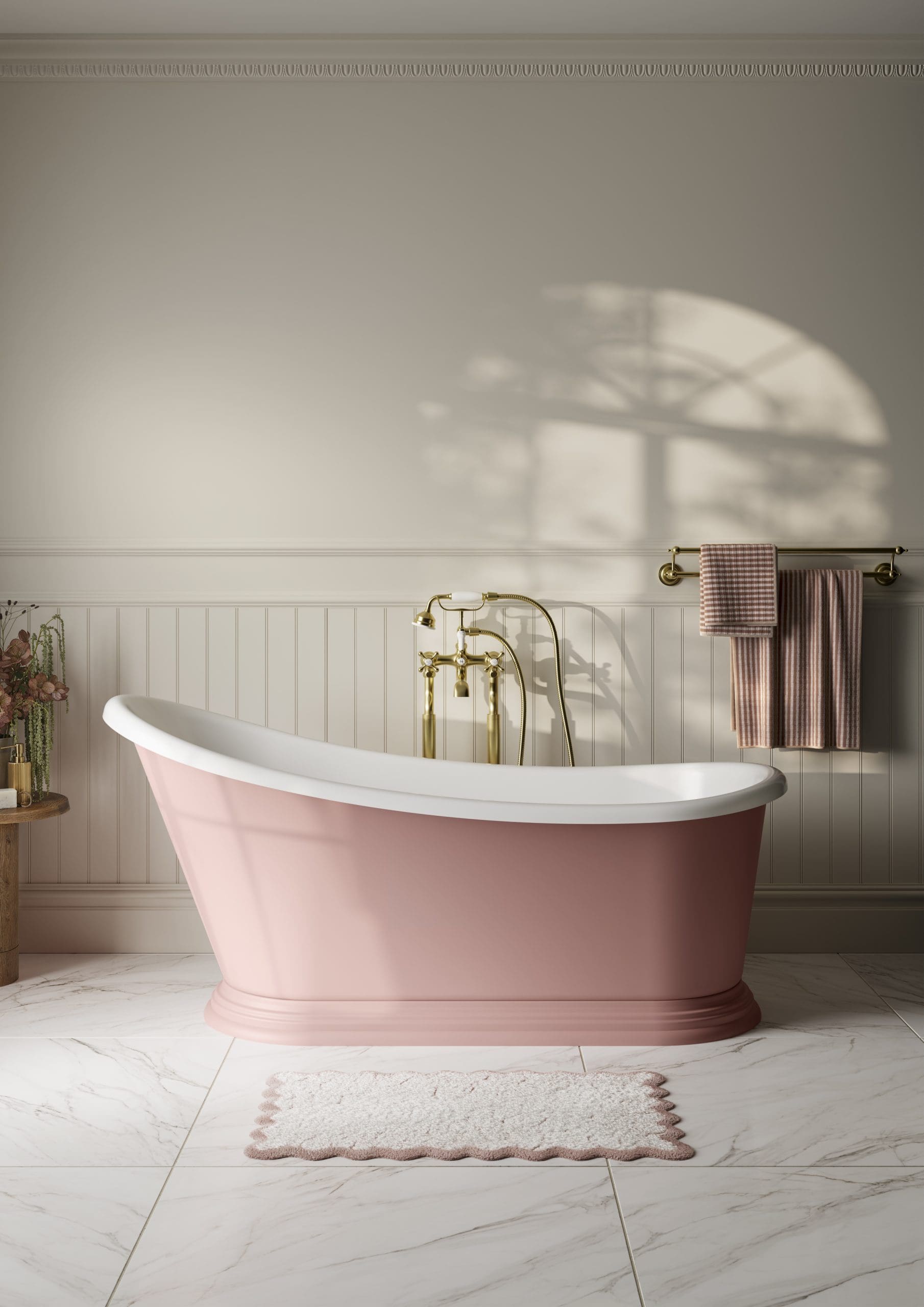 Frontline Marine Slipper Bathtub with eggshell finish, freestanding design, measuring 1680mm long, 750mm wide, and 780mm high.