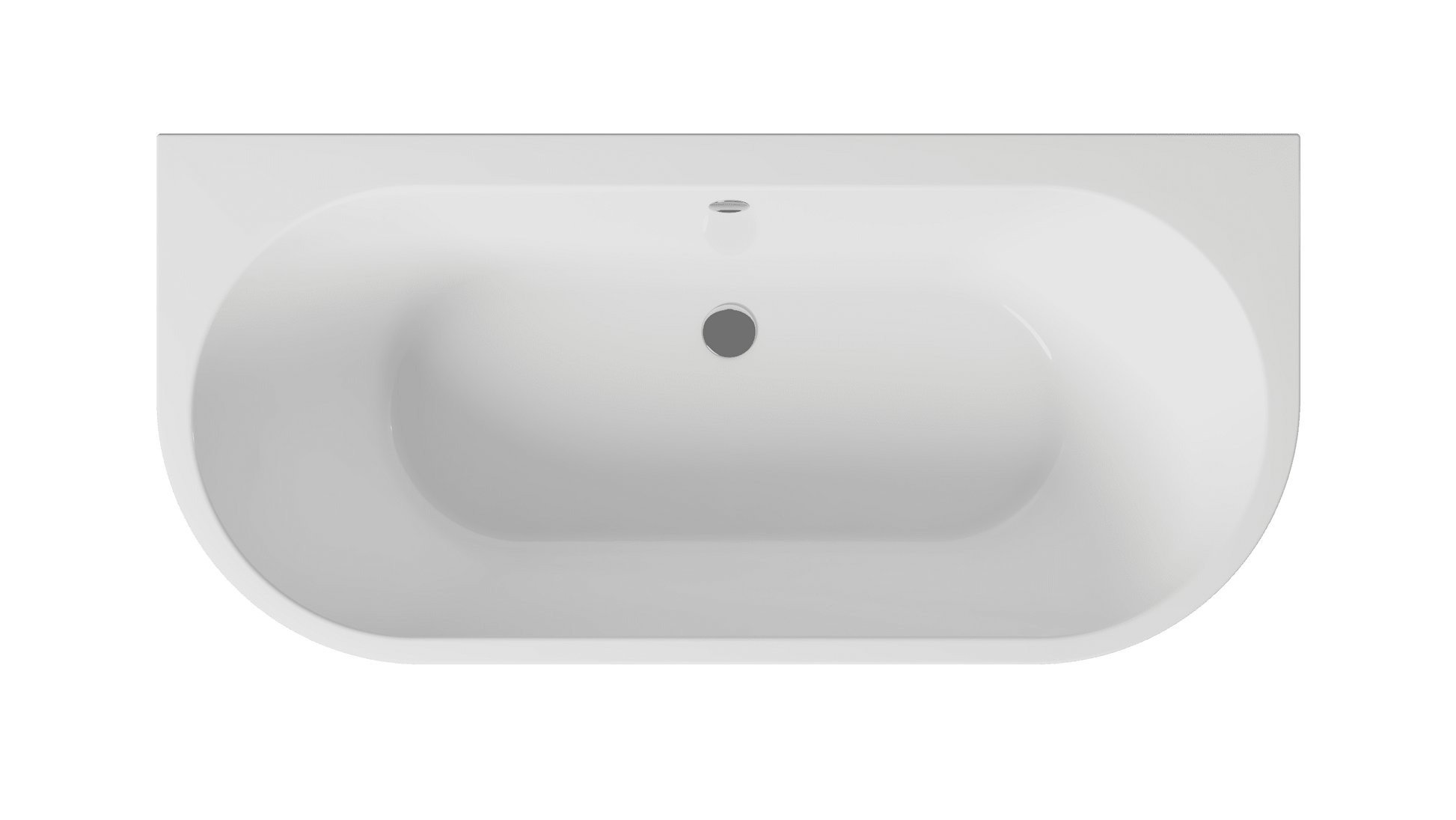 Frontline Osyn freestanding bathtub with round edges, 1640mm length, 760mm width, and 590mm height, shown in a modern bathroom setting.