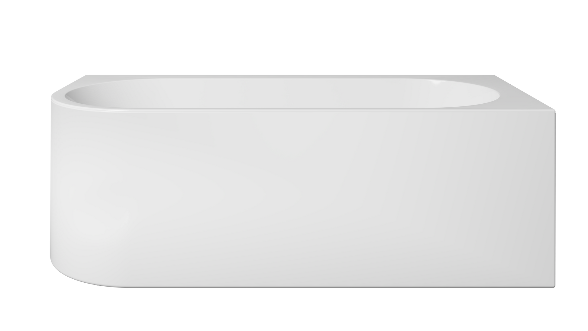 Frontline AquaKast Nuvion freestanding bathtub with left-hand configuration, 1690mm length, 750mm width, and 590mm height.