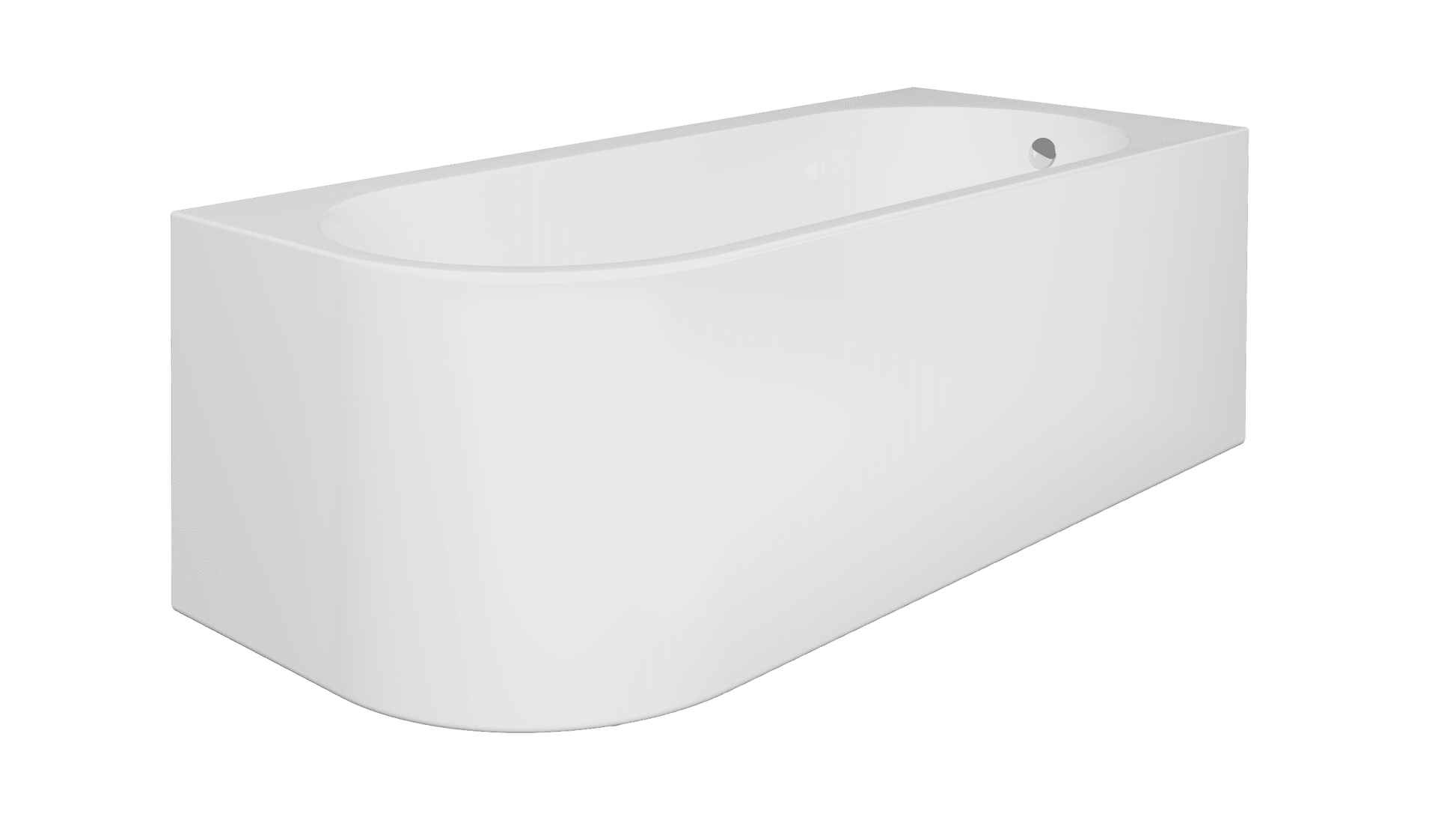 Frontline AquaKast Nuvion freestanding bathtub with left-hand side, white acrylic, L1690 x W750 x H590mm, modern bathroom design