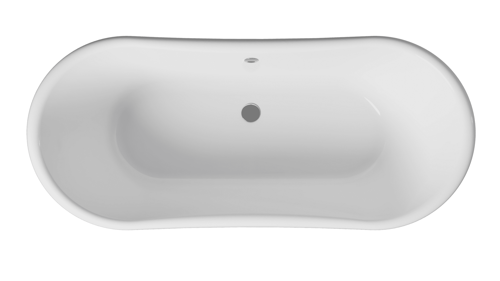 Frontline Mariner Boat Freestanding Bathtub with sleek white acrylic finish, top view showing its boat-shaped design and spacious interior.