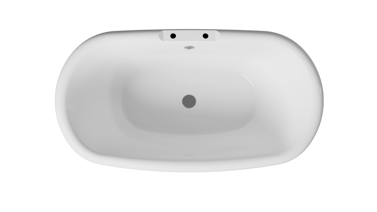 Frontline Desire freestanding bathtub viewed from above, showing its sleek design and spacious interior, measuring 1640mm long.