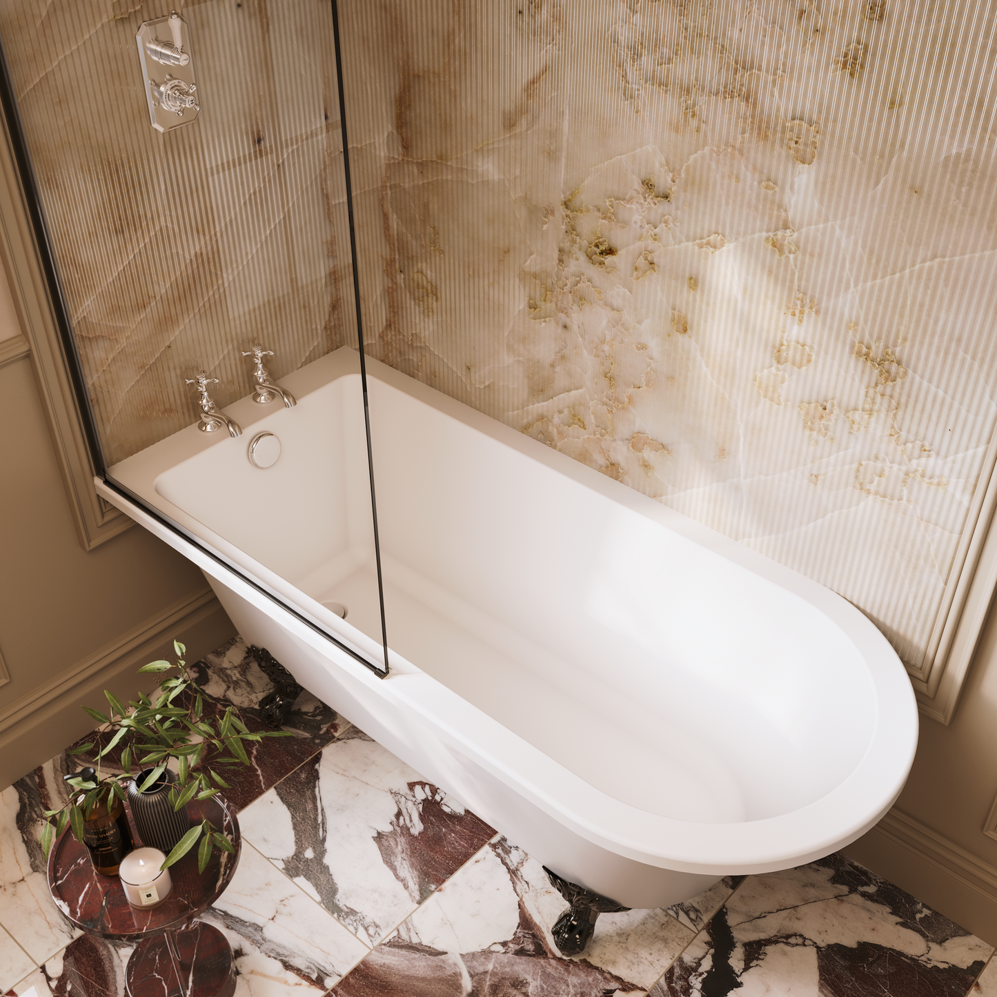 Frontline Hatton freestanding bathtub in white, 1500 x 750mm, with sleek modern design and smooth curved edges.