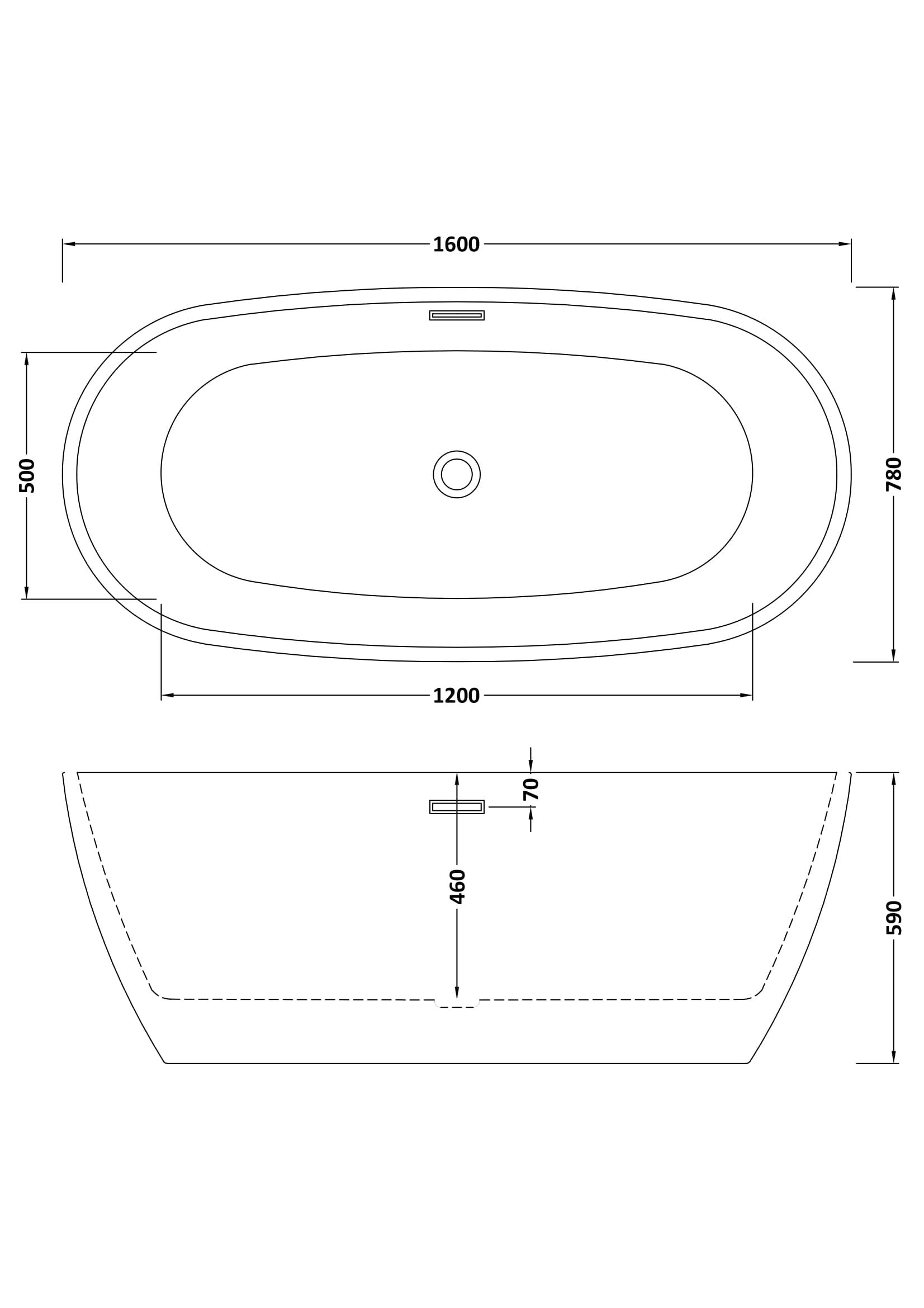 Nuie Choice Pendulum freestanding bathtub with legs and waste, 1600mm size, shown with smooth white acrylic surface and modern design.