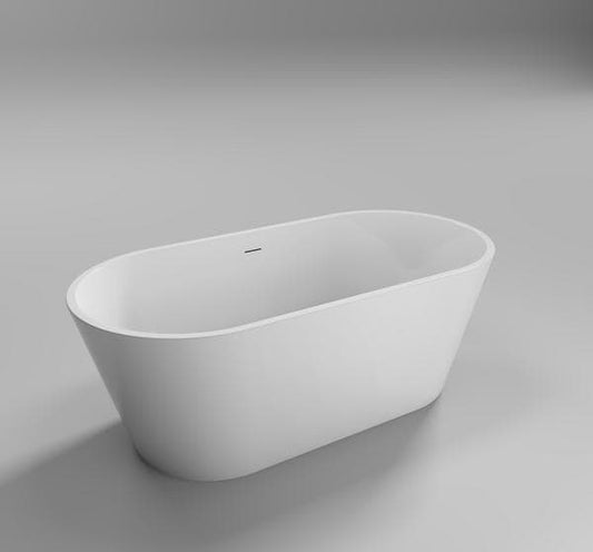 Modern round Nabis bathtub standing on a bathroom floor, featuring sleek design and dimensions 1700x800x580mm.