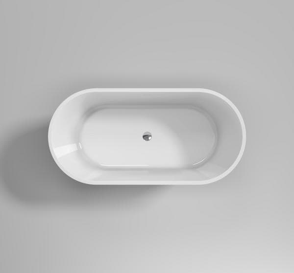 Nabis modern round floor-standing bathtub with white finish, measuring 1700mm by 800mm by 580mm, designed for contemporary bathrooms.