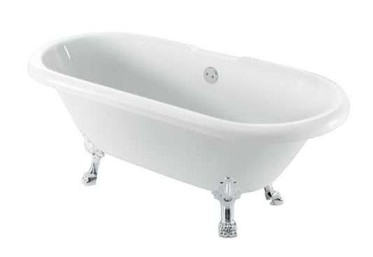 Nabis traditional double-ended freestanding bathtub with chrome ball and claw feet, 1695x755x620mm, classic design.