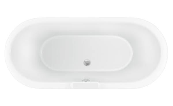 Nabis traditional double-ended freestanding bathtub with chrome ball and claw feet, measuring 1695 x 755 x 620mm.