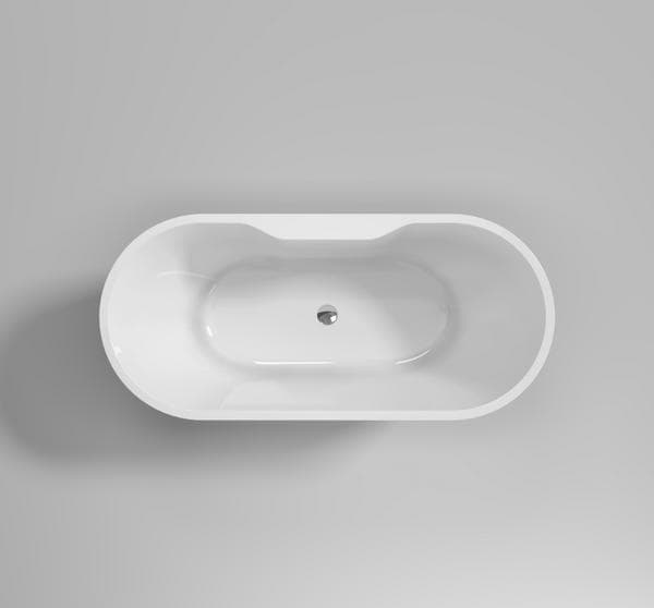 Nabis modern freestanding contemporary bathtub with waste, showcasing sleek design and smooth surface in a stylish bathroom setting.