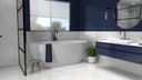 Nabis modern freestanding bathtub with contemporary design and included waste, shown in a sleek bathroom setting.