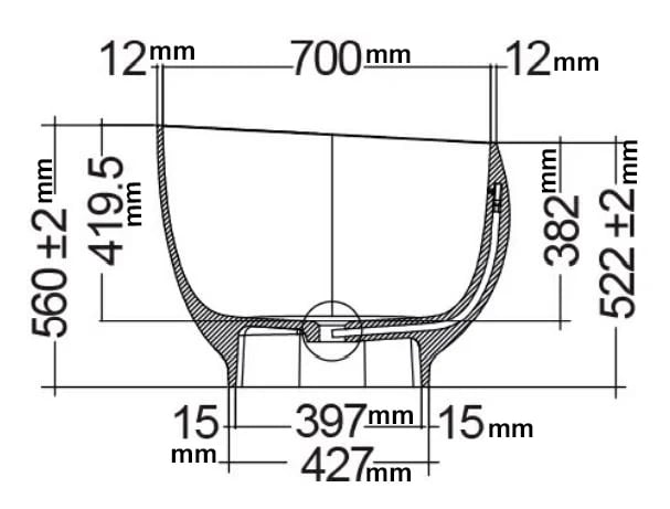 Black RAK Cloud freestanding bathtub with smooth curved edges, shown from front angle in modern bathroom setting.